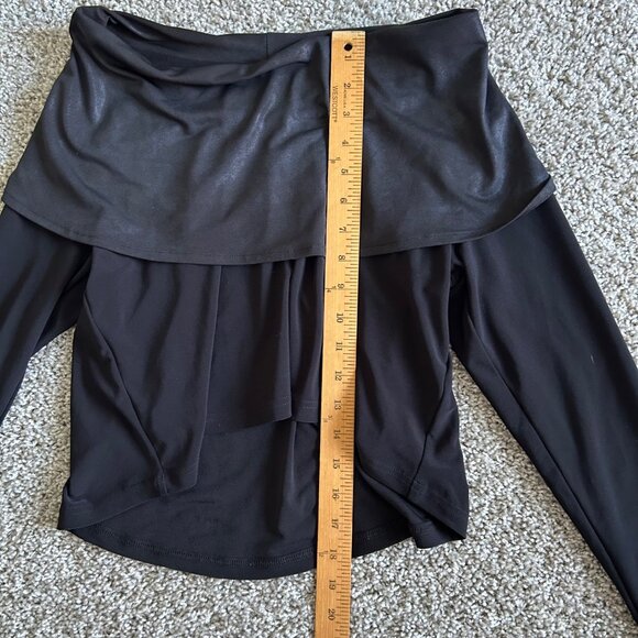 Sympli Black Long Sleeve Draped Collar Top Womens Size 6 - Picture 7 of 9